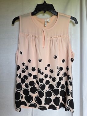 Elle Peach Polka Dot Sleeveless Blouse